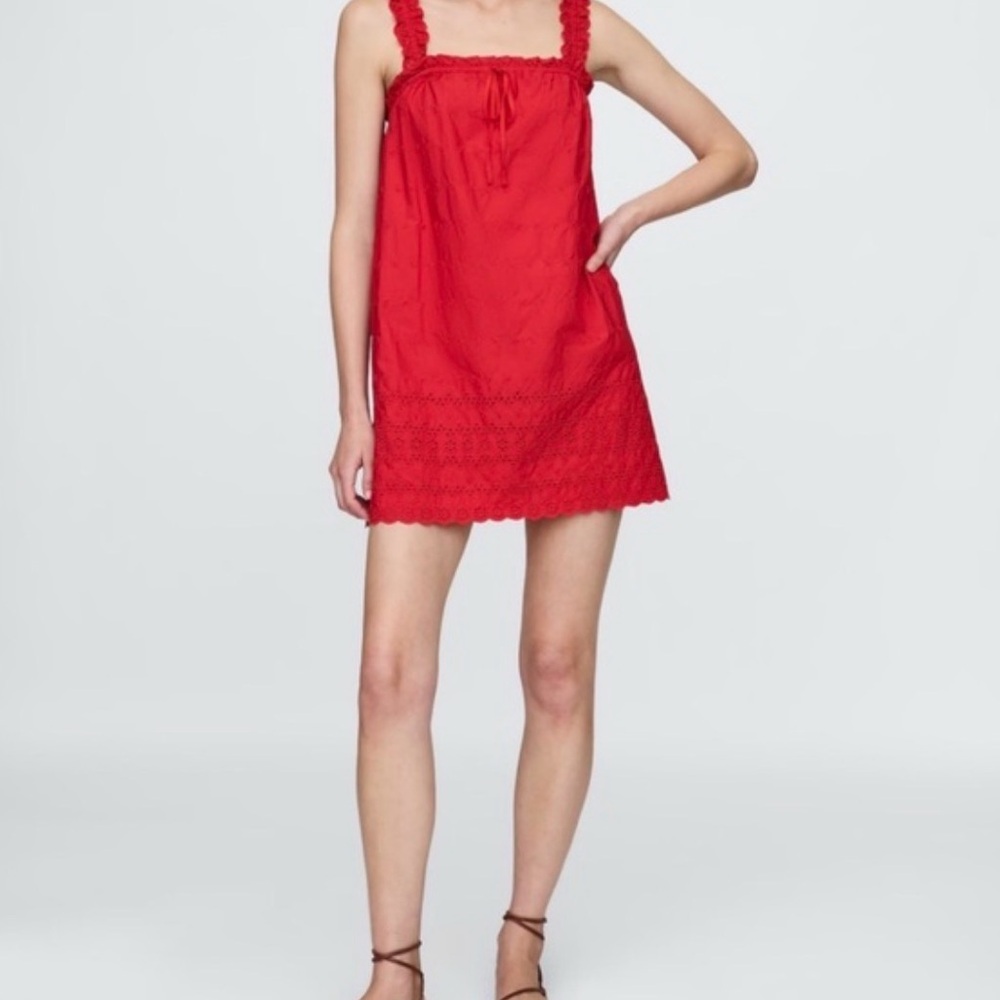 Doen Red Eyelet Mini Dress